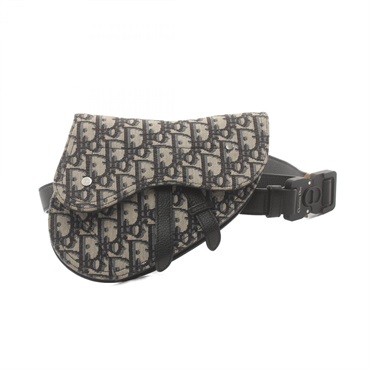 Dior Saddle belt bag canvas leather White Navy Black Used Women