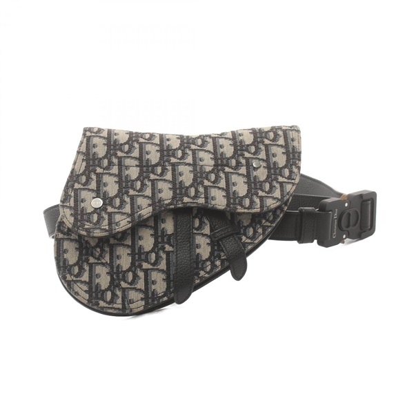 Dior Saddle belt bag canvas leather White Navy Black Used Women