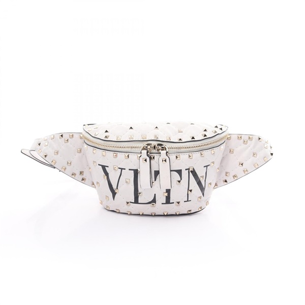 Valentino Rock studs Crossbody belt bag leather White Used Women