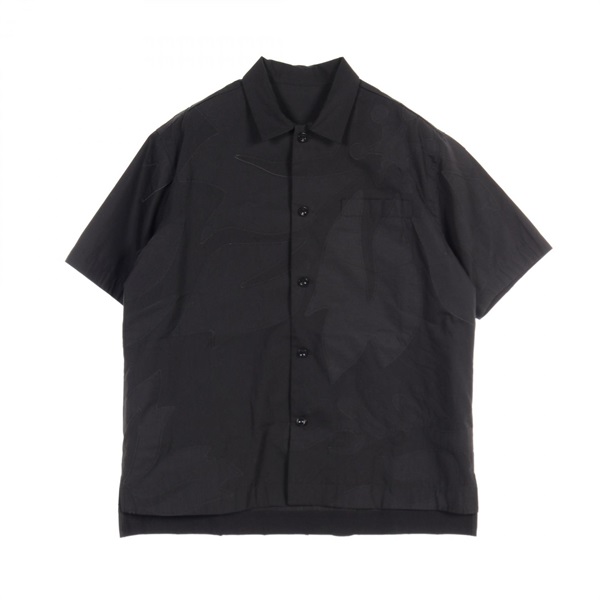 Sacai FLORAL EMBROIDERED PATCH sleeve shirt cotton polyester Black Used mens 1