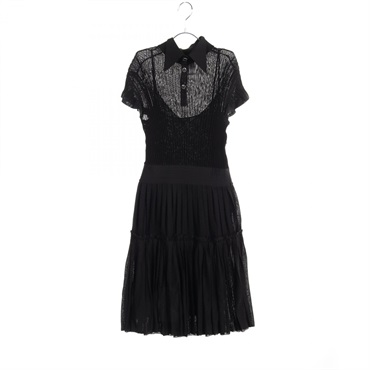CHANEL COCO Button Dress P58489 silk Viscose Black Used Women size 36