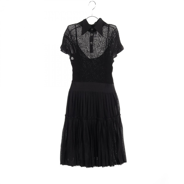 CHANEL COCO Button Dress P58489 silk Viscose Black Used Women size 36