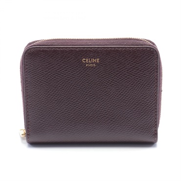 CELINE Compact zipped wallet coin purse 10B663BEL leather Bordeaux Used Women