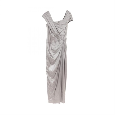 TADASHI SHOJI Dress one piece AAO90570L silk Silver Used Women size 2