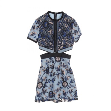 Self-Portrait Dress SP11-032 polyester Blue Black Used Women #UK6