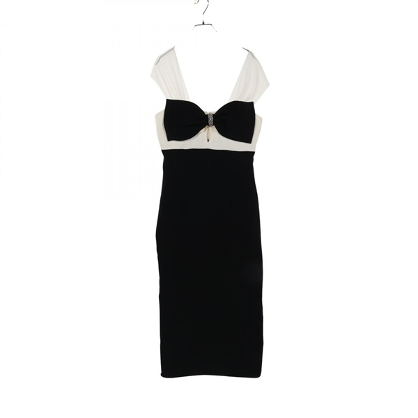 Self-Portrait Ribbon Tight Midi Dress polyester Black White Used Women #US4