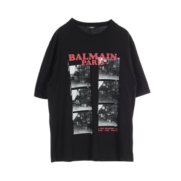BALMAIN XS size T-shirt BH1EH015 cotton Black Used