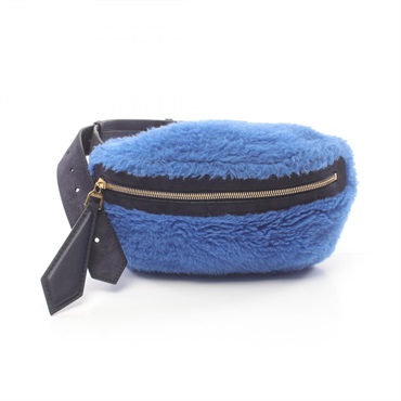 MAX MARA Teddy Waist bag wool silk Alpaca Suede Blue Navy Used Women