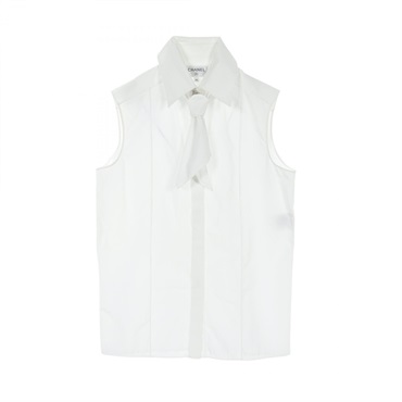 CHANEL CC blouse P63258 cotton polyester White Used Women Coco #34