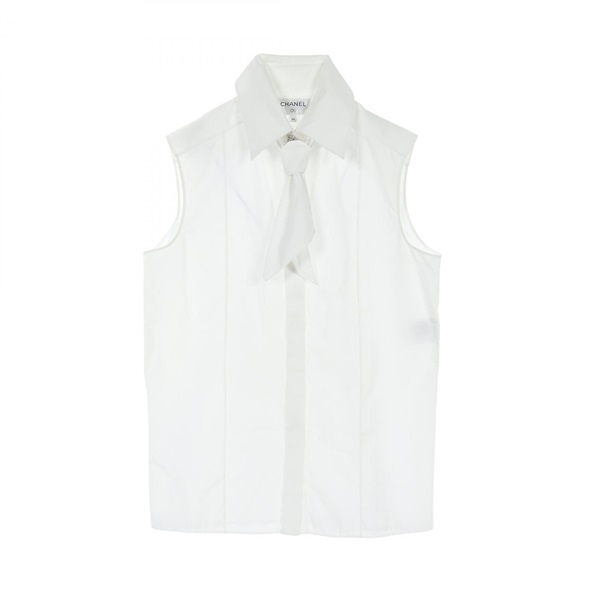 CHANEL CC blouse P63258 cotton polyester White Used Women Coco #34