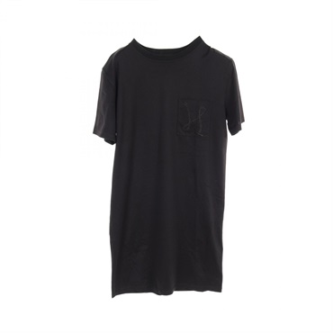 HERMES Chaine dancre embroidery Dress #38 short sleeves cotton Black Used