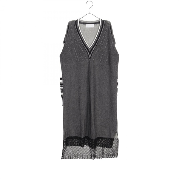 Mame Kurogouchi Dress MM20PS-KN714 cotton Black White Used Women size 1