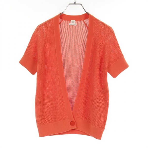 HERMES cardigan #34 knitwear short sleeves silk cotton silk Orange Used