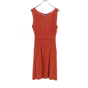 CHANEL Dress #38 sleeveless P40715 cotton Orange Used
