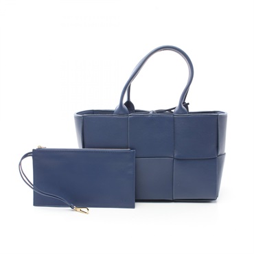 BOTTEGA VENETA Arco Maxi Intrecciato Tote Bag 652867 leather Blue Used Women