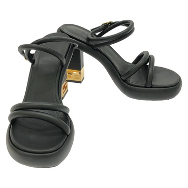FENDI Heeled Sandals Leather Black Size 36 Used Women