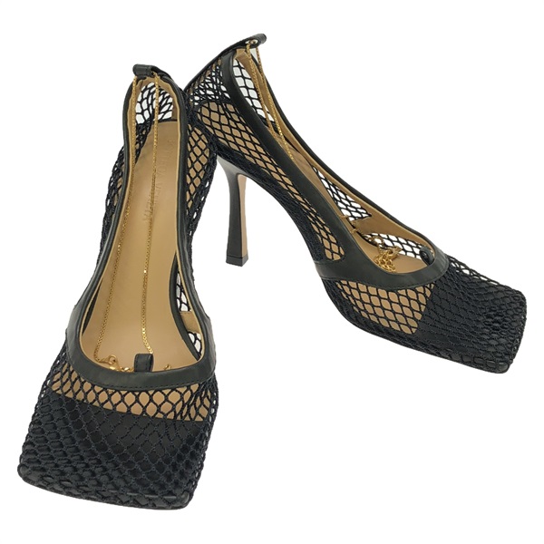 BOTTEGA VENETA pumps Heeled Sandals Fabric Black Size 36.5 10cm Heel Used Women