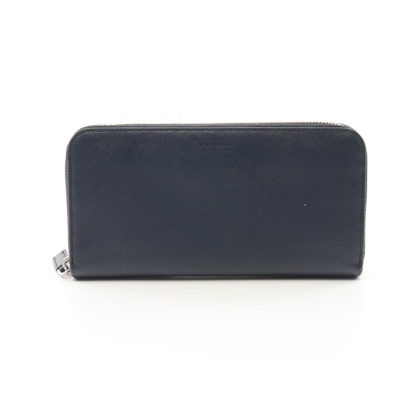 PRADA Around long wallet 1ML506 Saffiano leather Navy Used Women