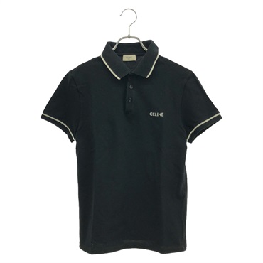 CELINE Logo Polo Shirt Cotton Black Size S Used Women