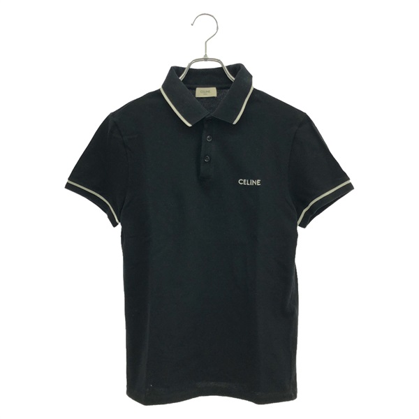 CELINE Logo Polo Shirt Cotton Black Size S Used Women