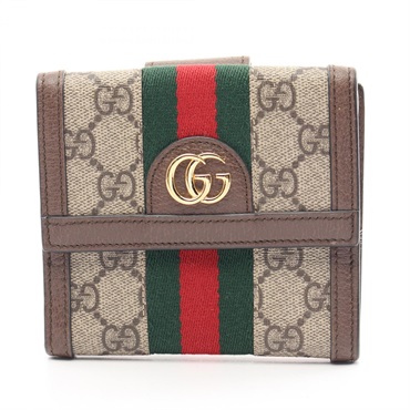 GUCCI Ophidia GG French Flap Wallet Sherry Line 523173 canvas leather Beige used