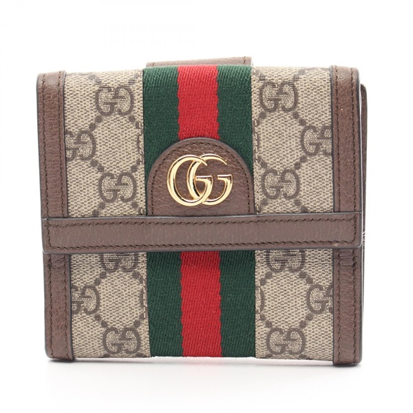 GUCCI Ophidia GG French Flap Wallet Sherry Line 523173 canvas leather Beige used