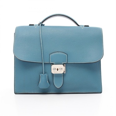 HERMES Sac Adepeche 27 Business bag Togo leather Blue jean Used mens I SHW