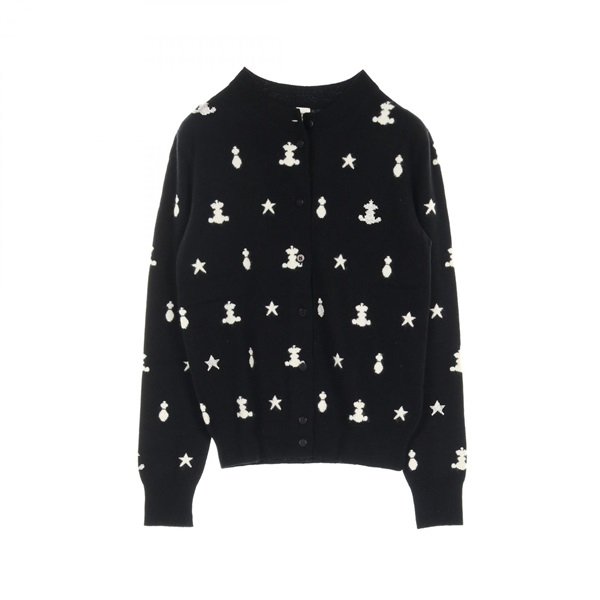 HERMES Poste et Cavalerie cardigan knitwear cashmere Black White White Used