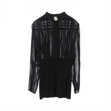 HERMES blouse sihrts Tops silk Black Used Women size 34