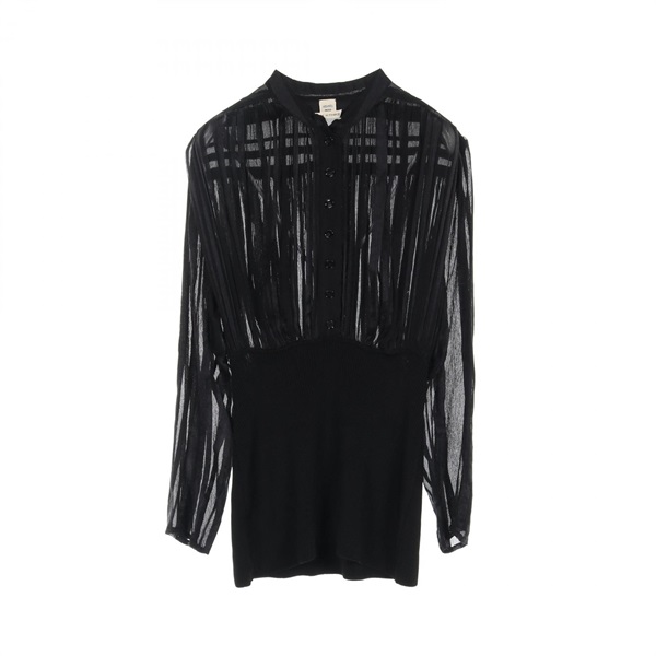 HERMES blouse sihrts Tops silk Black Used Women size 34