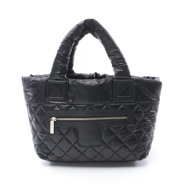CHANEL Coco Cocoon Small Hand Tote Bag A48610 Nylon leather Black Used Women CC
