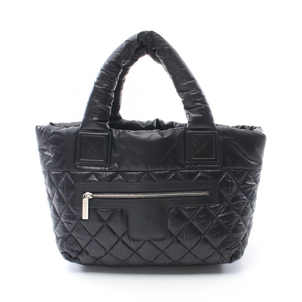CHANEL Coco Cocoon Small Hand Tote Bag A48610 Nylon leather Black Used Women CC