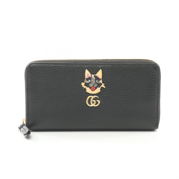 GUCCI GG Marmont Bosco Around long wallet leather Black Used Women