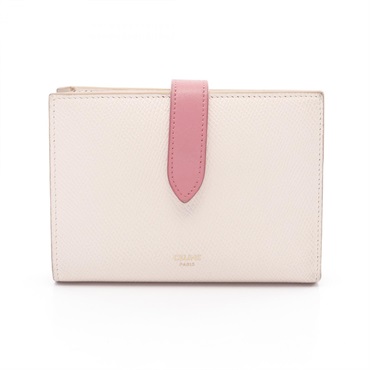 CELINE Medium Strap Bi-fold Wallet 10B643 Leather Pink Used Women