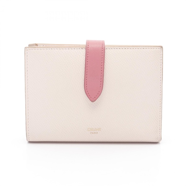 CELINE Medium Strap Bi-fold Wallet 10B643 Leather Pink Used Women