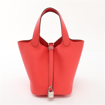 HERMES Picotin Lock PM Hand bag U Taurillon Clemence Rouge pivoine Used SHW