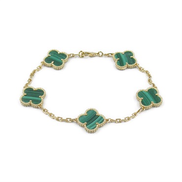 Van Cleef & Arpels Vintage Alhambra Bracelet 18KYG Malachite Green Used Women