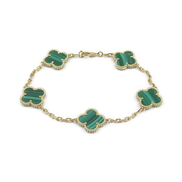 Van Cleef & Arpels Vintage Alhambra Bracelet 18KYG Malachite Green Used Women