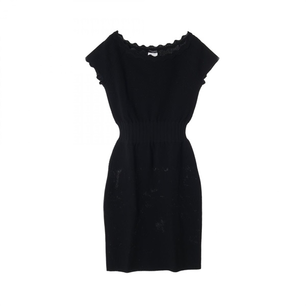 CHANEL Dress #42 P33556 Rayon Black Used