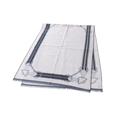 HERMES Rectangle TATERSALE Stole H691657T silk cashmere Gray Navy Used mens