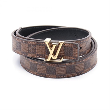 LOUIS VUITTON LV Iconic belt M0448 Damier canvas leather Brown Black Ebene Used