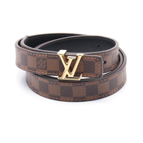LOUIS VUITTON LV Iconic belt M0448 Damier canvas leather Brown Black Ebene Used