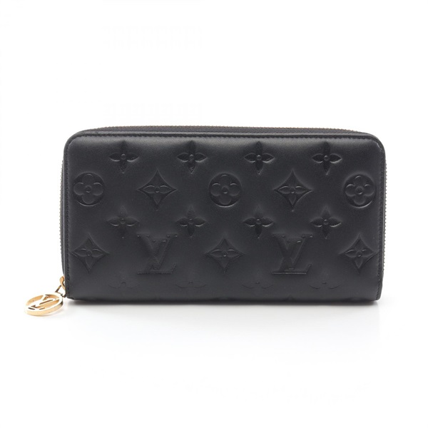 LOUIS VUITTON Coussin Zippy long wallet M81510 Monogram leather Black Used LV