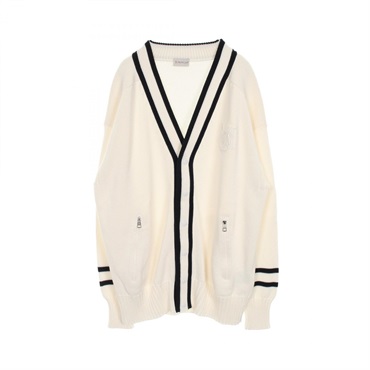 MONCLER cardigan XXL size knitwear I20919B00003 cotton White Black Used mens