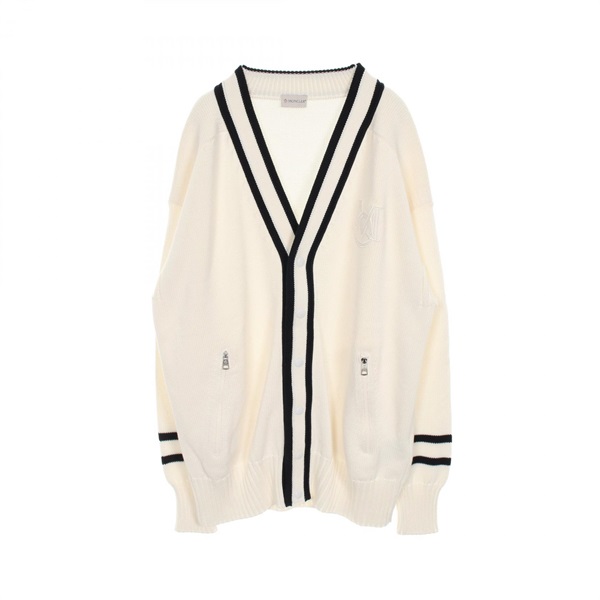 MONCLER cardigan XXL size knitwear I20919B00003 cotton White Black Used mens