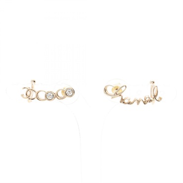 CHANEL COCO Mark logo Pierced earrings Gold Plated Rhinestone Used women CC