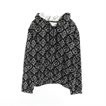 LOUIS VUITTON NBA Monogram flower quilting Hoodie RM212M cotton Black Used mens