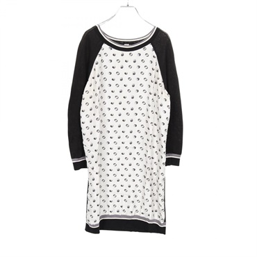 HERMES JEU DE BILLES Dress silk cotton Beige Black Gray Used Women #40