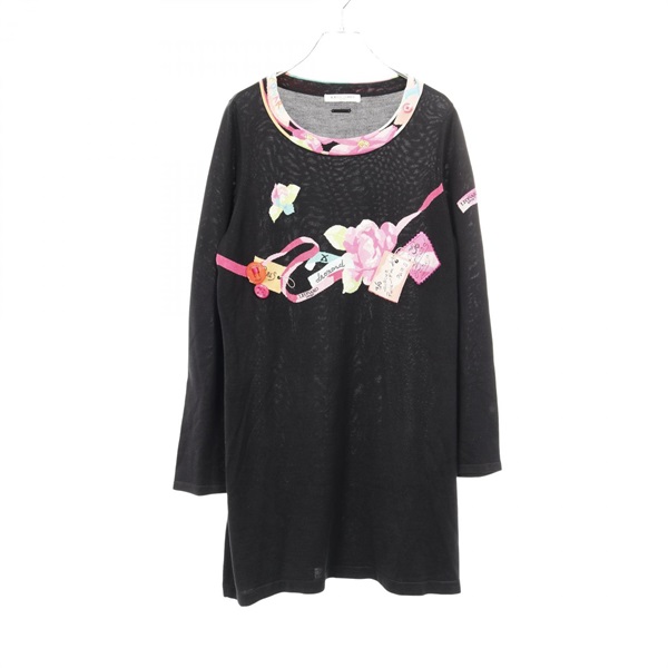 LEONARD SPORT Floral Dress 537141 Silk cotton Black Multicolor #42 Used Women