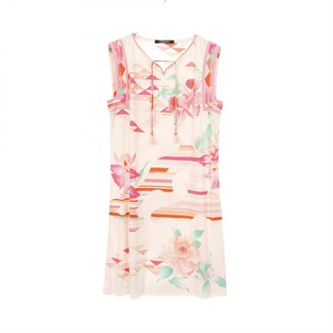 LEONARD FASHION Sleeveless Dress 330241 Triacetate Pink Multicolor #3 Used Women